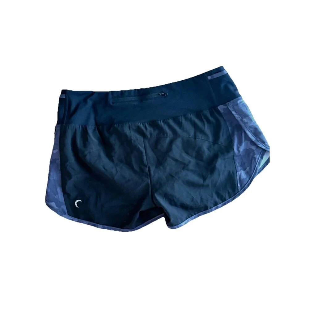 Zyia Active 5 Star Running Shorts Womens‎ Size Medium Black Camo Lined Workout